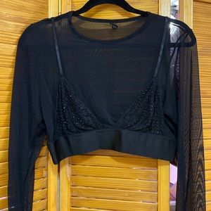 Urban Outfitters | “out from under” black mesh crop top